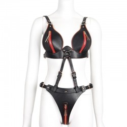   Fetish Leather Pants and Bra Black   