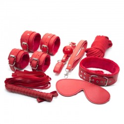 Set for BDSM games of 7 items with fur, red Shades of Love