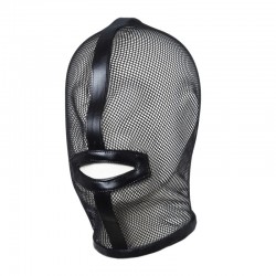 Black BDSM mask with mesh Open Mouth Lace Hood