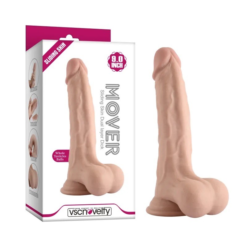 Фаллоимитатор на присоске Sliding Skin Dual Layer Dong-Whole testicles 9.0. Артикул: IXI62576