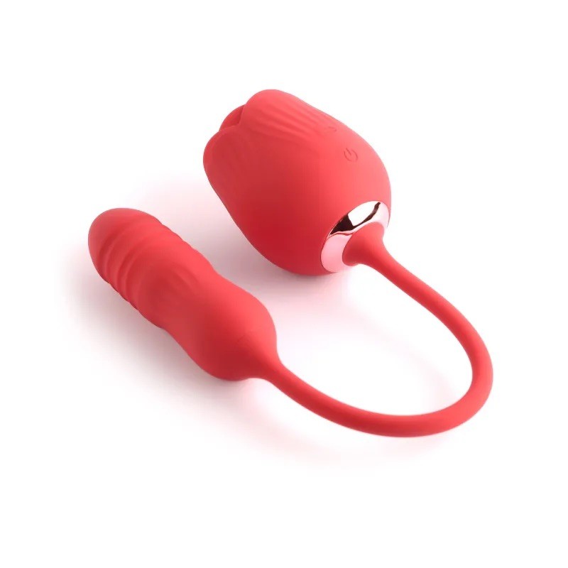 Двойной вагинально-клиторальный вибростимулятор Pleasure Luxury Double-Ended Rose Vibrator. Артикул: IXI62583