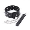 Collar with spikes and leash Bdsm Collar Black