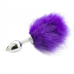 Anal plug with fluff Metal Plug Purple Tail