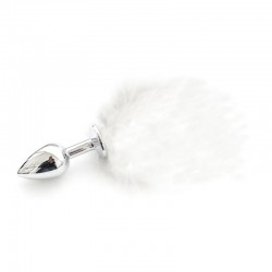 Anal plug with fluff Metal Plug White Tail