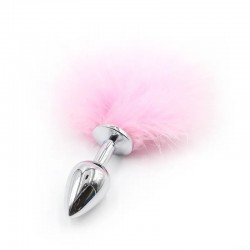 Anal plug with fluff Metal Plug Pink Tail