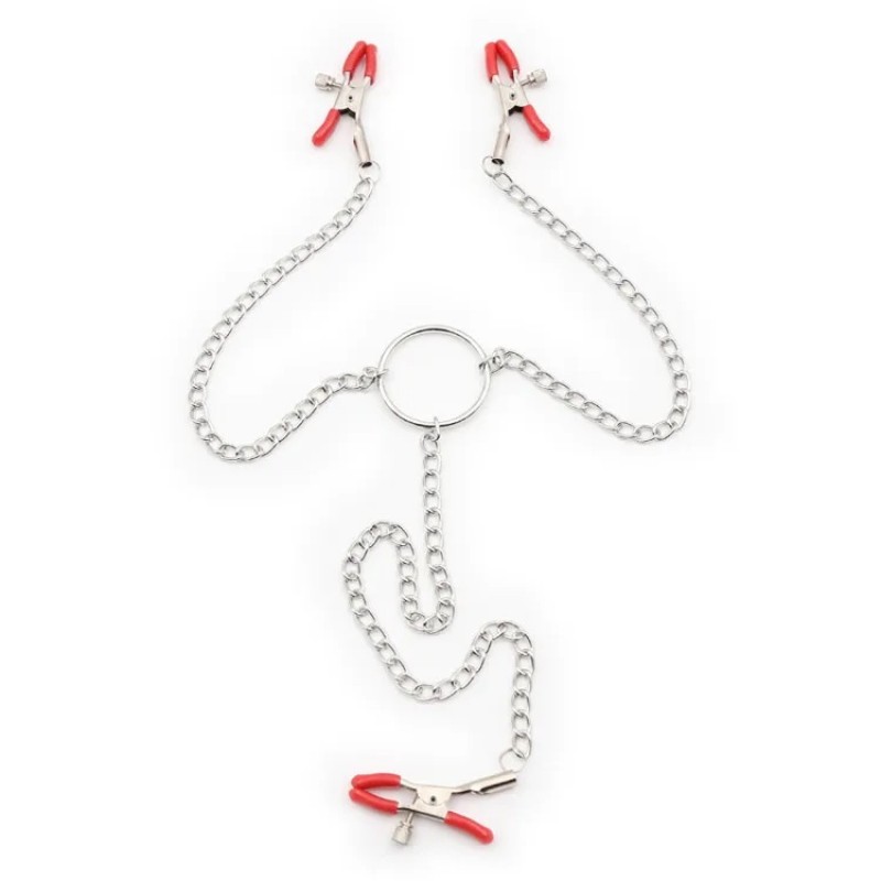 Зажимы для сосков и губ на цепочке Nipple Clamps Red. Артикул: IXI62661