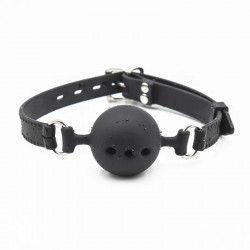 Gag with holes Gag Silicone Ball Black