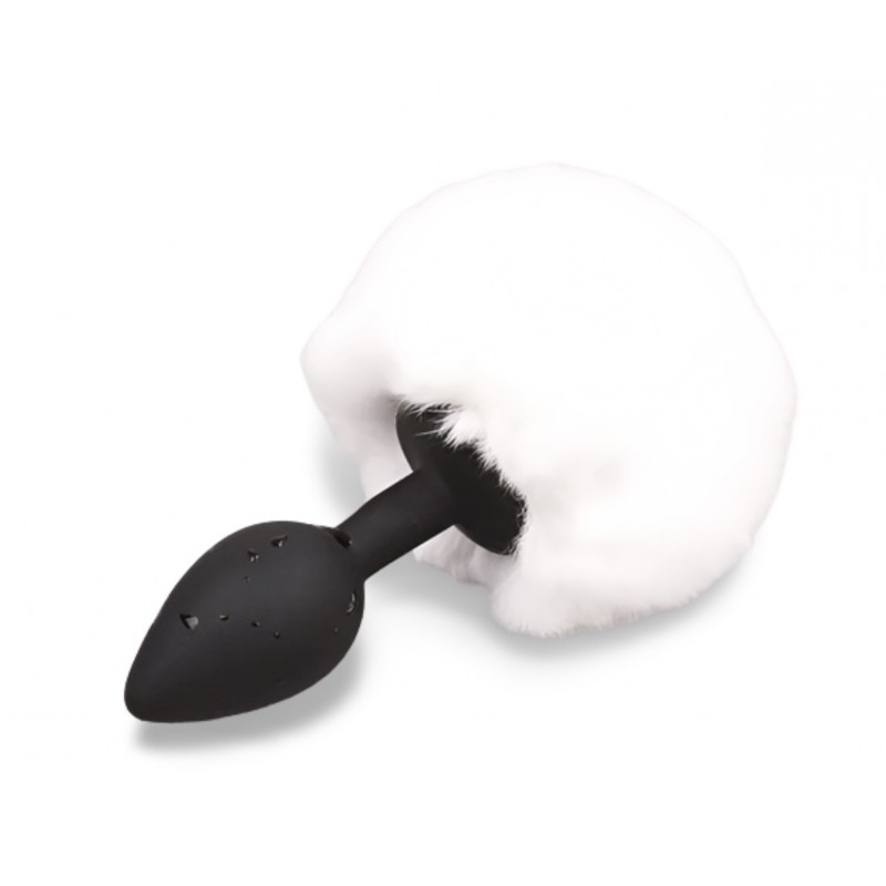 Black silicone anal plug with white tail Silicone Fur Tail Plug. Артикул: IXI62740