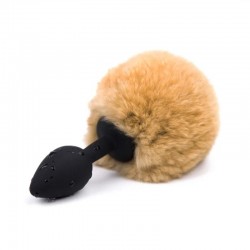 Black silicone anal plug with brown tail Silicone Fur Tail Plug