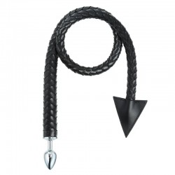 Anal plug with long black tail Leather Tail with Metal Plug