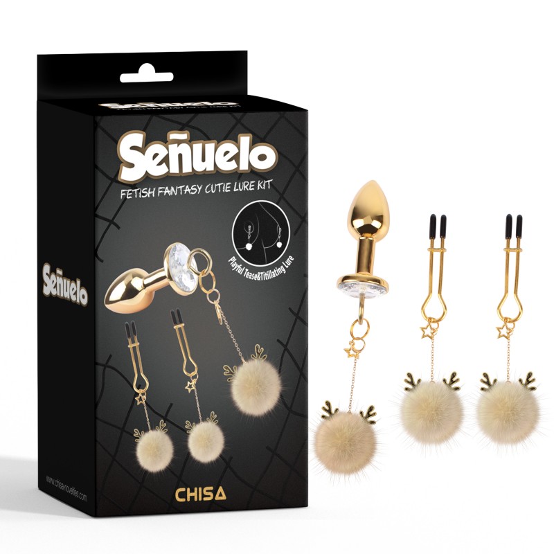 Комплект из анальной пробки и зажимов для сосков Fetish Fantasy Cutie Lure Kit. Артикул: IXI62780