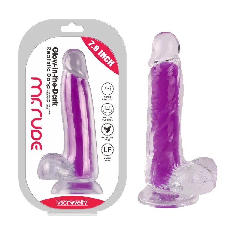 Фаллоимитатор на присоске Glow-in-the-Dark Dong Purple Mr. Rude 7.9. Артикул: IXI62793