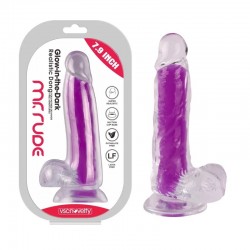 Suction Cup Dildo Glow-in-the-Dark Dong Purple Mr. Rude 7.9