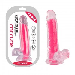 Suction Cup Dildo Glow-in-the-Dark Dong Pink Mr. Rude 7.9