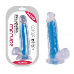 Suction Cup Dildo Glow-in-the-Dark Dong Blue Mr. Rude 7.9