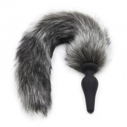 Butt plug with gray fluffy tail Flirting Tail Wool