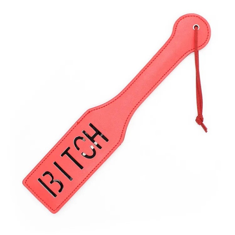 Шлепалка с надпиcью Bitch Leather Whip Red. Артикул: IXI62825