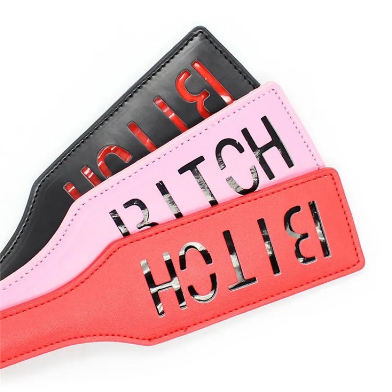 Шлепалка с надпиcью Bitch Leather Whip Red. Артикул: IXI62825