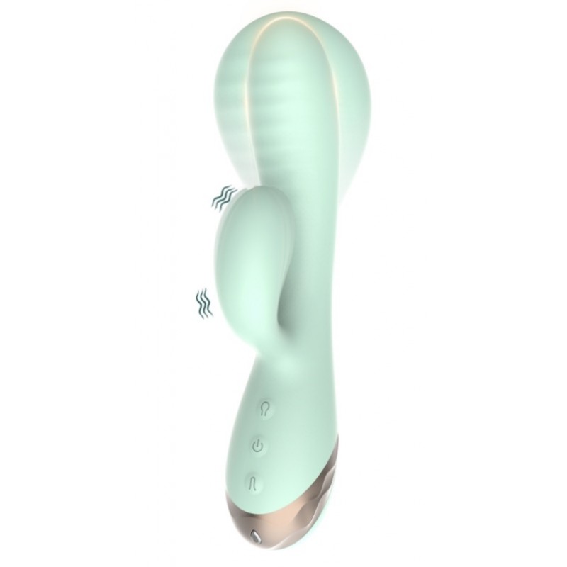 Бирюзовый вибратор Inflatable Dual Pleasure Dildo. Артикул: IXI62905