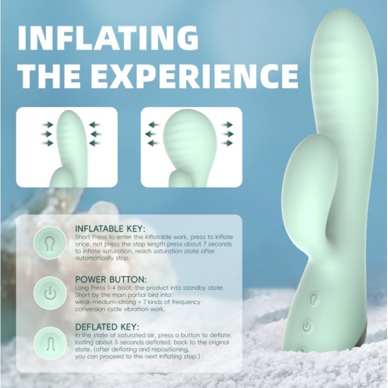 Бирюзовый вибратор Inflatable Dual Pleasure Dildo. Артикул: IXI62905