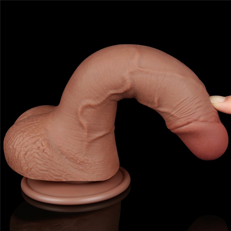 Suction Cup Dildo Sliding Skin Dual Layer Dong Brown 7.5. Артикул: IXI62918