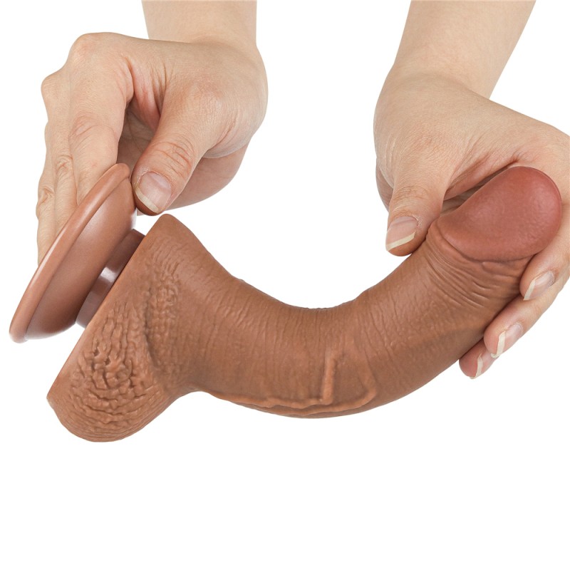 Suction Cup Dildo Sliding Skin Dual Layer Dong Brown 7.5. Артикул: IXI62918