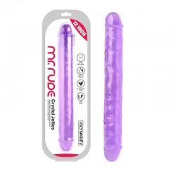   Mr. Rude Crystal Jellies Realistic Double-ended Dildo Purple 12.0