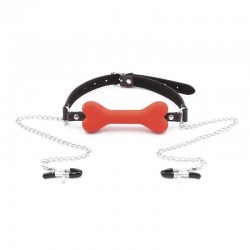      Nipple Clamps Bone Gag Red