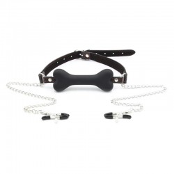 Nipple Clamps Bone Gag Black