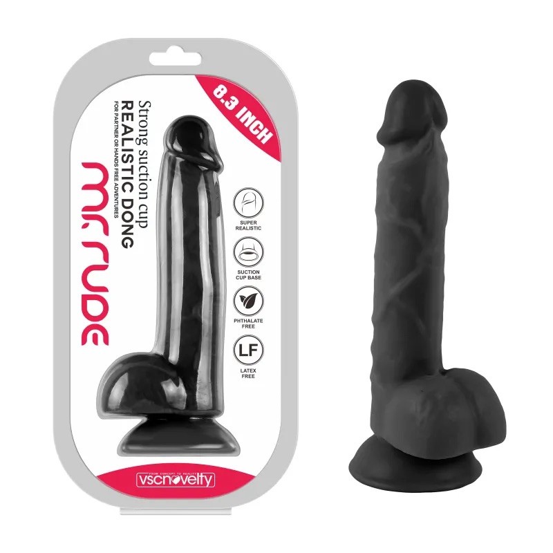 Suction cup dildo Mr. Rude Realistic Dong Black 8.3. Артикул: IXI62984