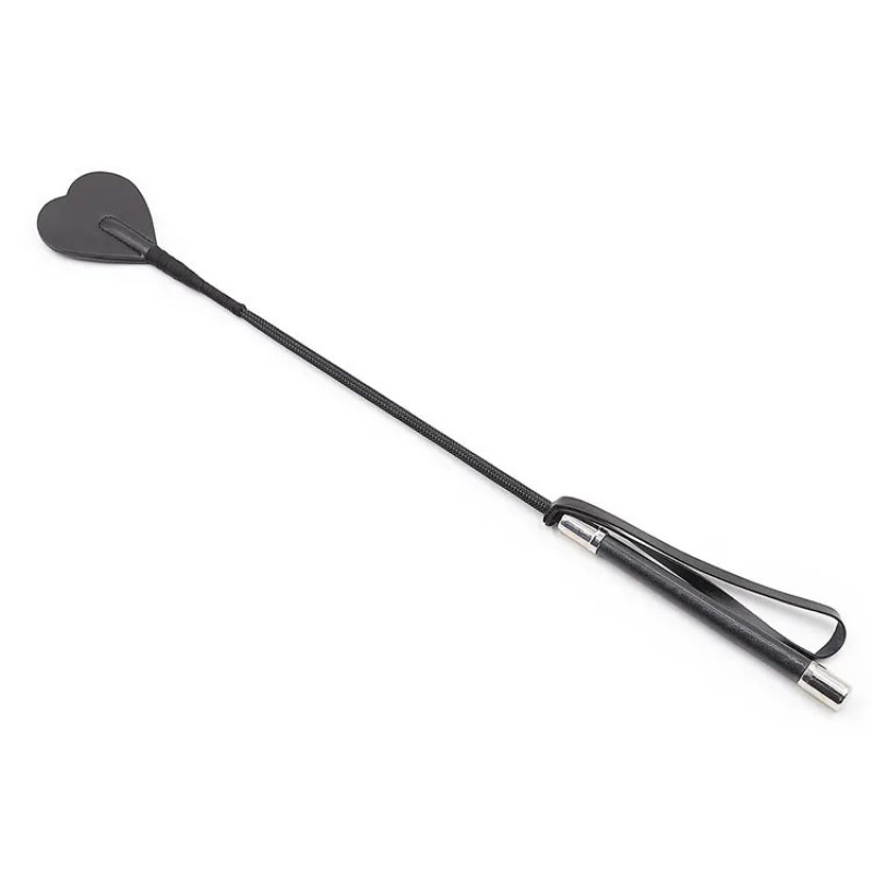 Кнут с красивой рукояткой и сердечком Leather Whips Heart Black. Артикул: IXI62994