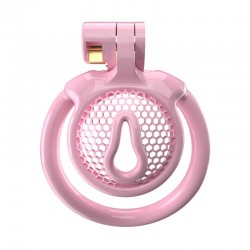 Mens Chastity Belt 3D Mini Chastity Cage ZX-1Z Flat Ring Arc-shaped ring Pink