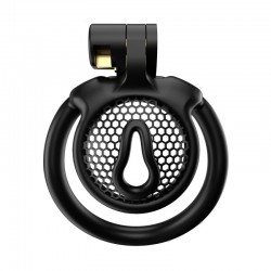    3D Mini Chastity Cage ZX-1Z Flat Ring Arc-shaped ring Black   