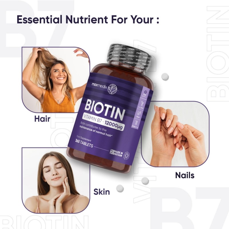 Таблетки для прочности волос Natural Hair Thinning Supplement Maxmedix Biotin. Артикул: IXI63109