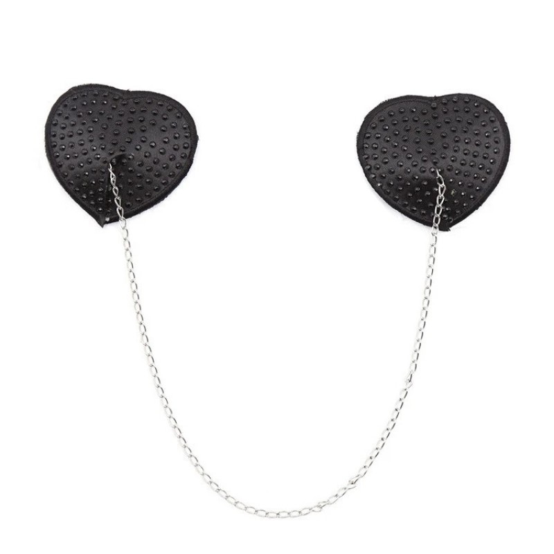 Стикини на соски с паетками на цепочке Nipple Pasties Black. Артикул: IXI63130