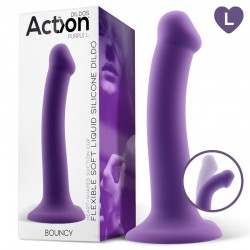 ACTION BOUNCY LIQUID SILICONE DILDO HIPER FLEXIBLE 7.5 - 19 CM SIZE L PURPLE   