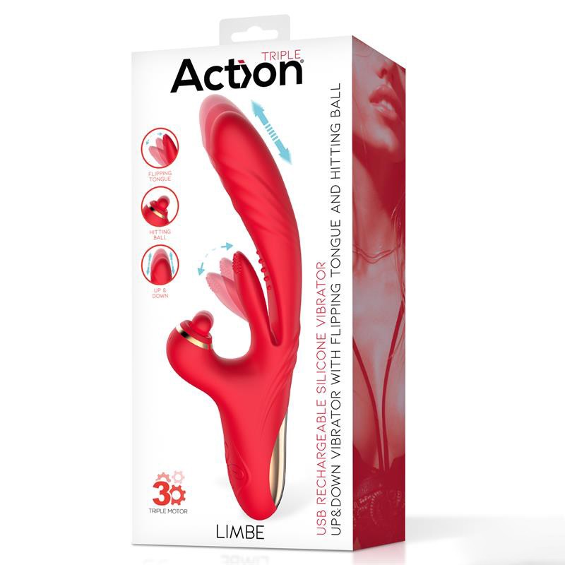 Вибратор тройной стимуляции Action Limbe Vibe Flip Flap Tongue. Артикул: IXI63207