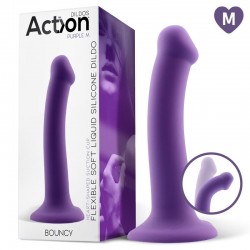 ACTION BOUNCY LIQUID SILICONE DILDO HIPER FLEXIBLE 7.0 - 18 CM SIZE M PURPLE