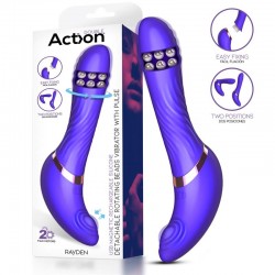 ACTION RAYDEN DETACHABLE ROTATING BEADS VIBRATOR WITH PULSATION TWO POSITIONS