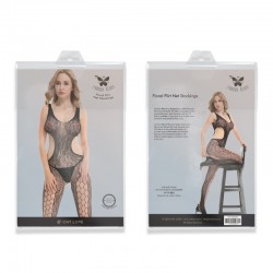 Floral Flirt Net Stockings-Black