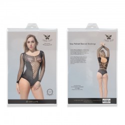 Sexy Fishnet Sleeved Stockings-Black