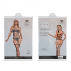   Fishnet Garter Bodysuit Black