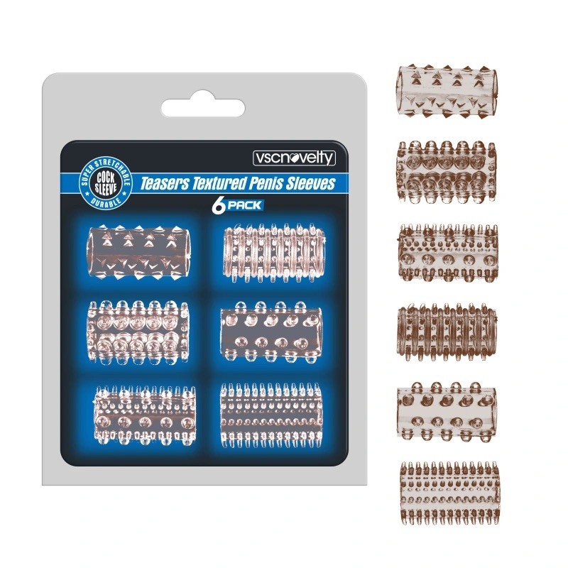 Набор насадок на пенис Teasers Textured Penis Sleeves Black. Артикул: IXI63392