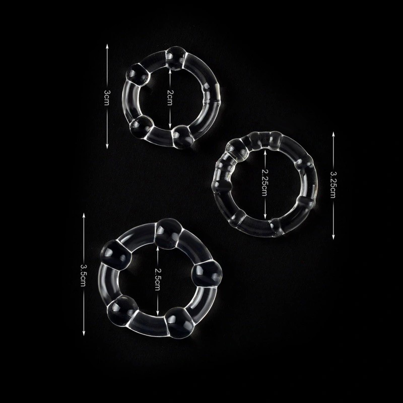 Набор эрекционных колец Smooth-nubs Triple Stamina Ring Set Clear. Артикул: IXI63401