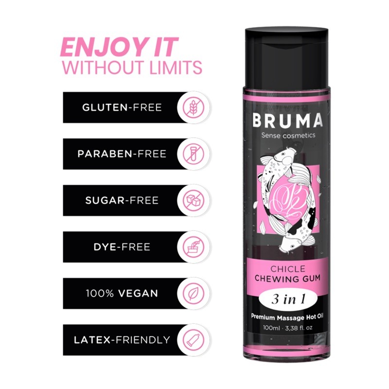 Массажное масло Bruma Premium Massage Hot Oil Chewing Gum 3 In 1, 100мл. Артикул: IXI63430