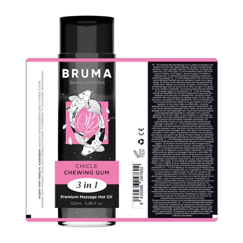Массажное масло Bruma Premium Massage Hot Oil Chewing Gum 3 In 1, 100мл. Артикул: IXI63430