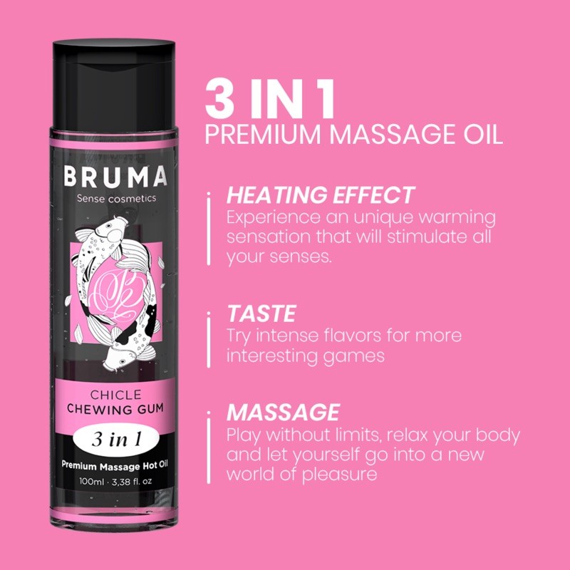 Массажное масло Bruma Premium Massage Hot Oil Chewing Gum 3 In 1, 100мл. Артикул: IXI63430