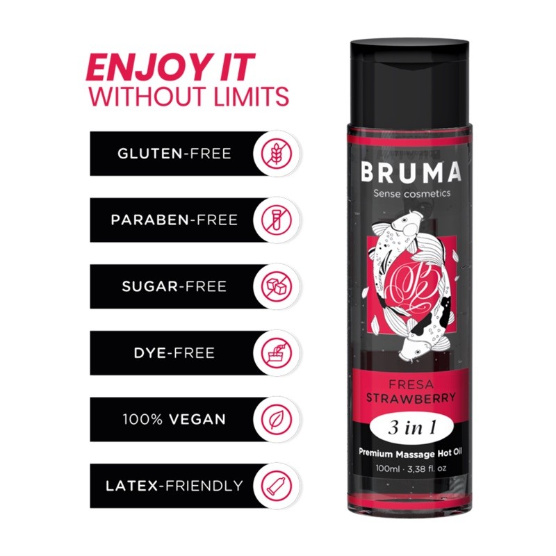 Массажное масло Bruma Premium Massage Hot Oil Strawberry 3 In 1, 100мл. Артикул: IXI63432
