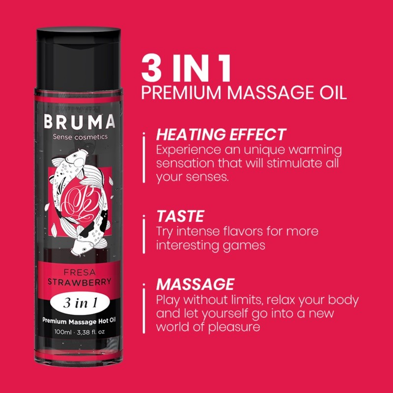 Массажное масло Bruma Premium Massage Hot Oil Strawberry 3 In 1, 100мл. Артикул: IXI63432