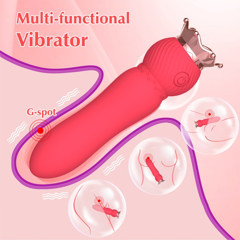 Стильный вибратор для женщин Mini Crown Wand Red. Артикул: IXI63443